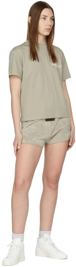 Essentials Green Velour Beach Shorts 4