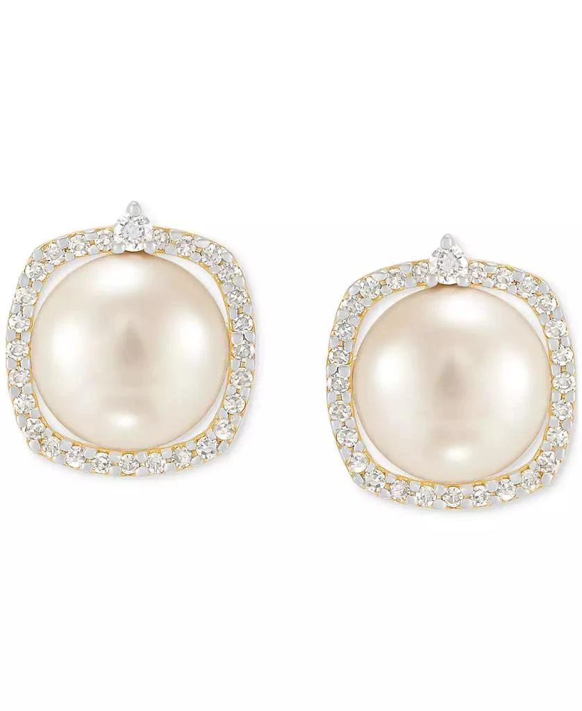 Honora Cultured Freshwater Pearl (7mm) & Diamond (1/6 ct. t.w.) Halo Stud Earrings in 14k Gold 3