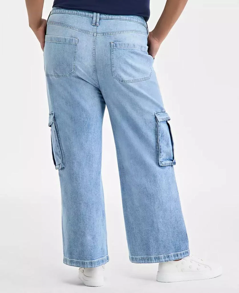 On 34th Plus Size Women's Light Wash High Rise Utility Cargo Jeans, Created for Macy's 4