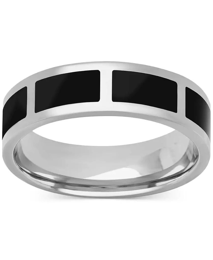 Macy
s Men
s Polished Black Ceramic Segmented Band in Sterling Silver 4