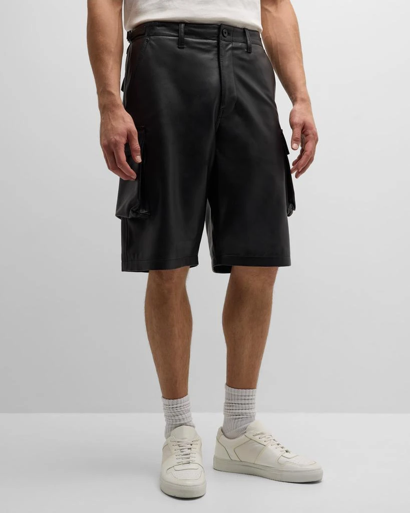 PURPLE Men's Leather Cargo Shorts 2