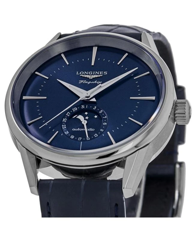 Longines Longines Flagship Heritage Moonphase Automatic Blue Dial Leather Strap Men's Watch L4.815.4.92.2 2
