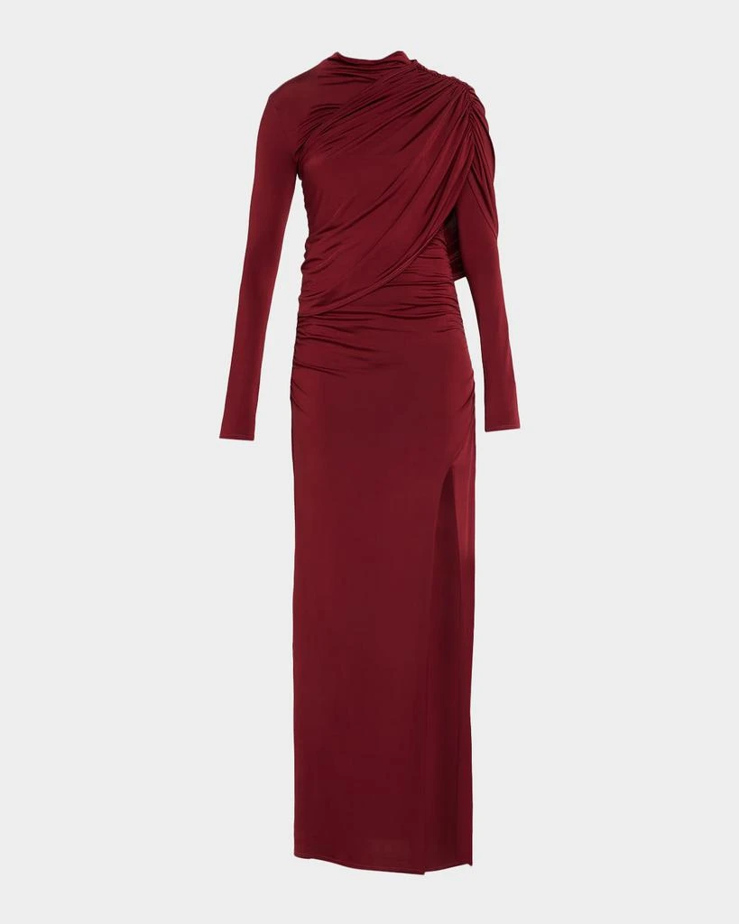 LAPOINTE Asymmetric Shawl Draped Jersey Gown