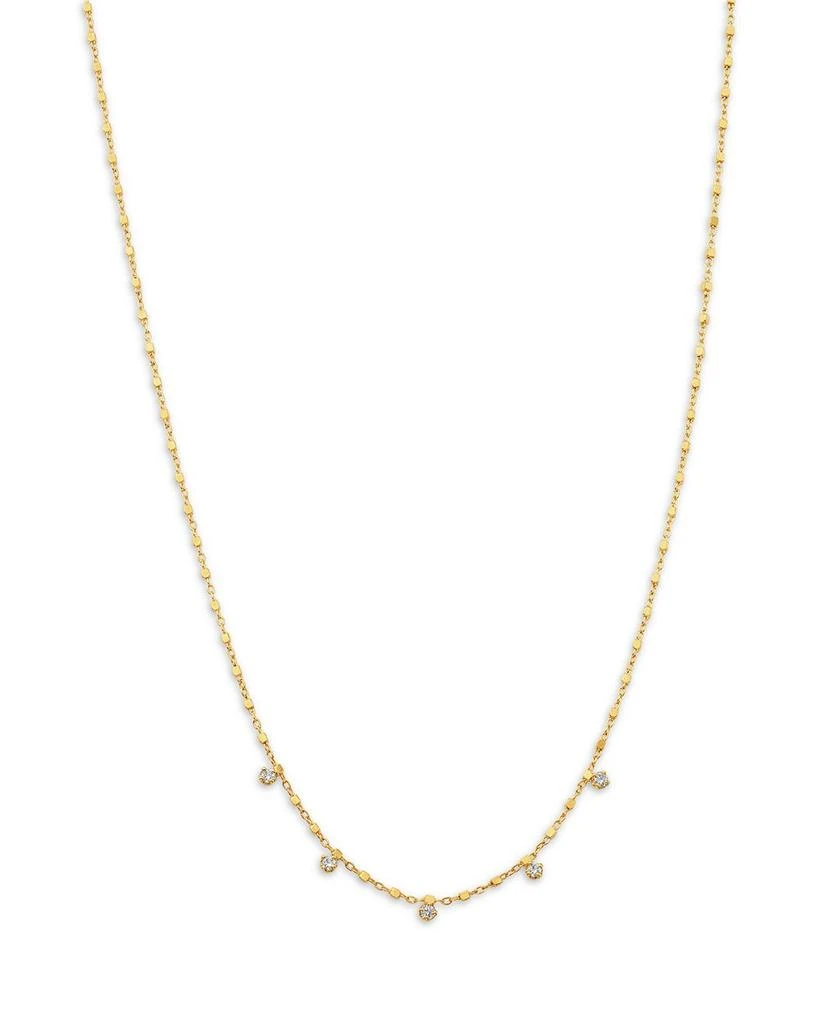 Zoe Chicco 14K Yellow Gold Prong Diamonds Dangling Square Bead Chain Necklace, 16" 1