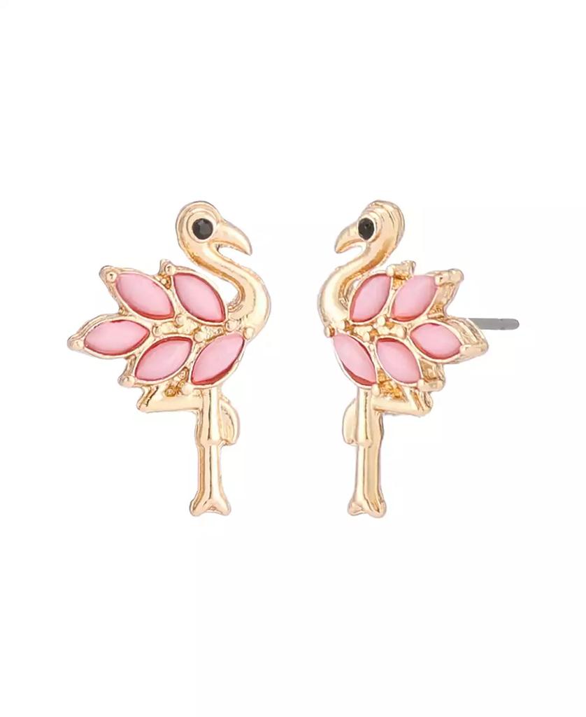 Betsey Johnson Faux Stone Backyard Flamingo Stud Earrings