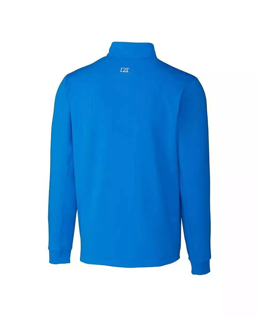 Cutter & Buck Men's Blue Detroit Lions Throwback Logo Traverse Stretch Quarter-Zip Pullover Top 2