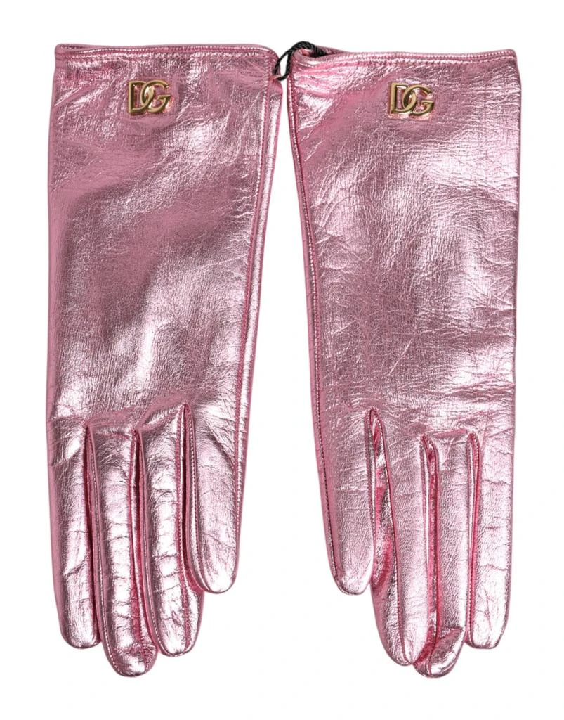 Dolce 
Gabbana Leather DG Logo Wrist Length Mitten Women
s Gloves