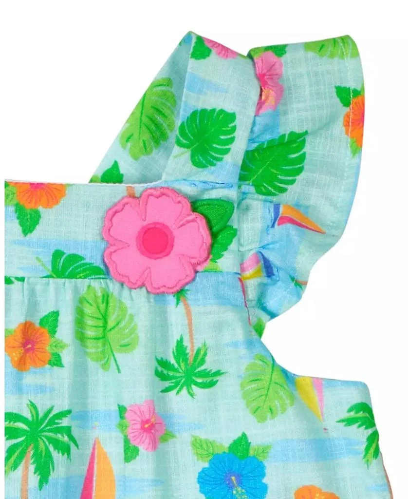 Florence Eiseman Little Girls Printed Linen Look Dress With Flower 3