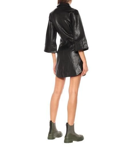 Ganni Leather mini shirt dress 3