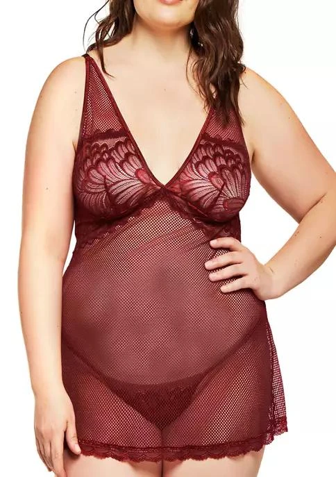 iCollection Plus Size  Desi Mesh Babydoll