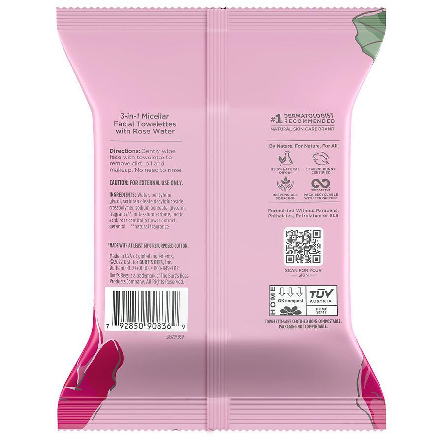 Burt's Bees Micellar Facial Towelettes Rose Water