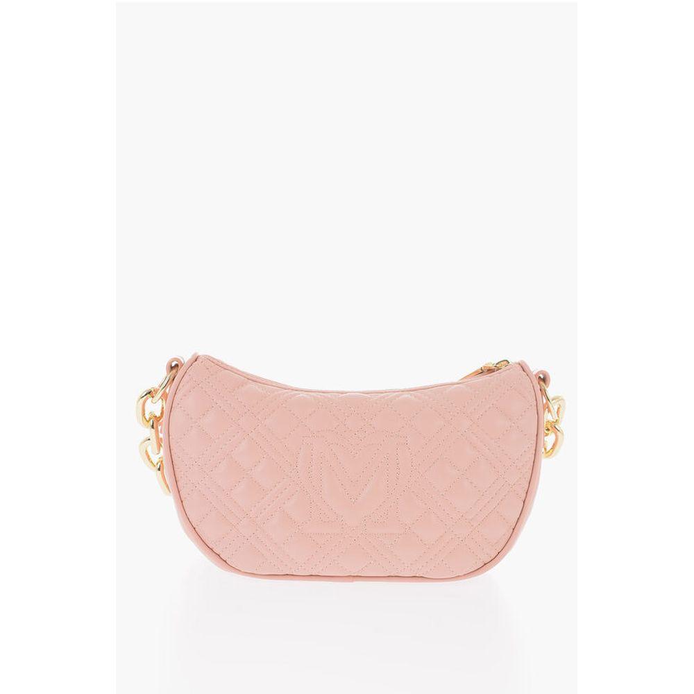 Moschino LOVE Quilted Faux Leather Shoulder Bag with Golden Women's Chain