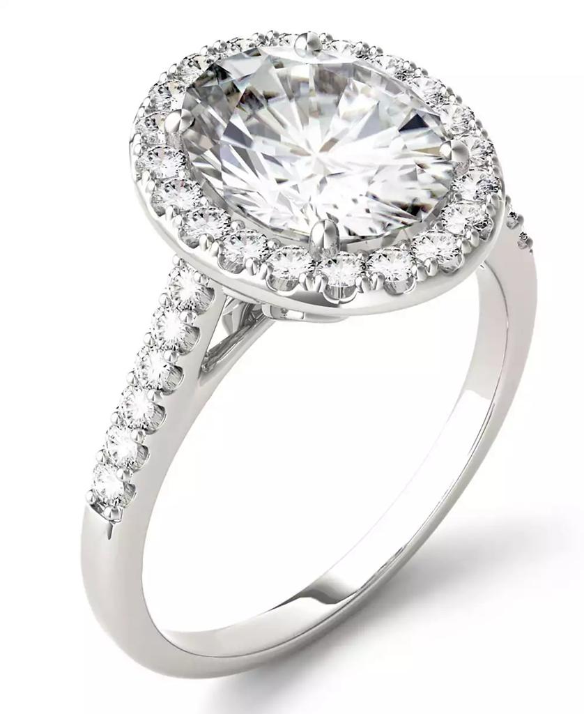 Charles & Colvard Moissanite Oval Halo Ring (3-1/2 ct. tw. Diamond Equivalent) in 14k White Gold