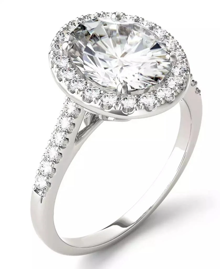 Charles & Colvard Moissanite Oval Halo Ring (3-1/2 ct. tw. Diamond Equivalent) in 14k White Gold 1
