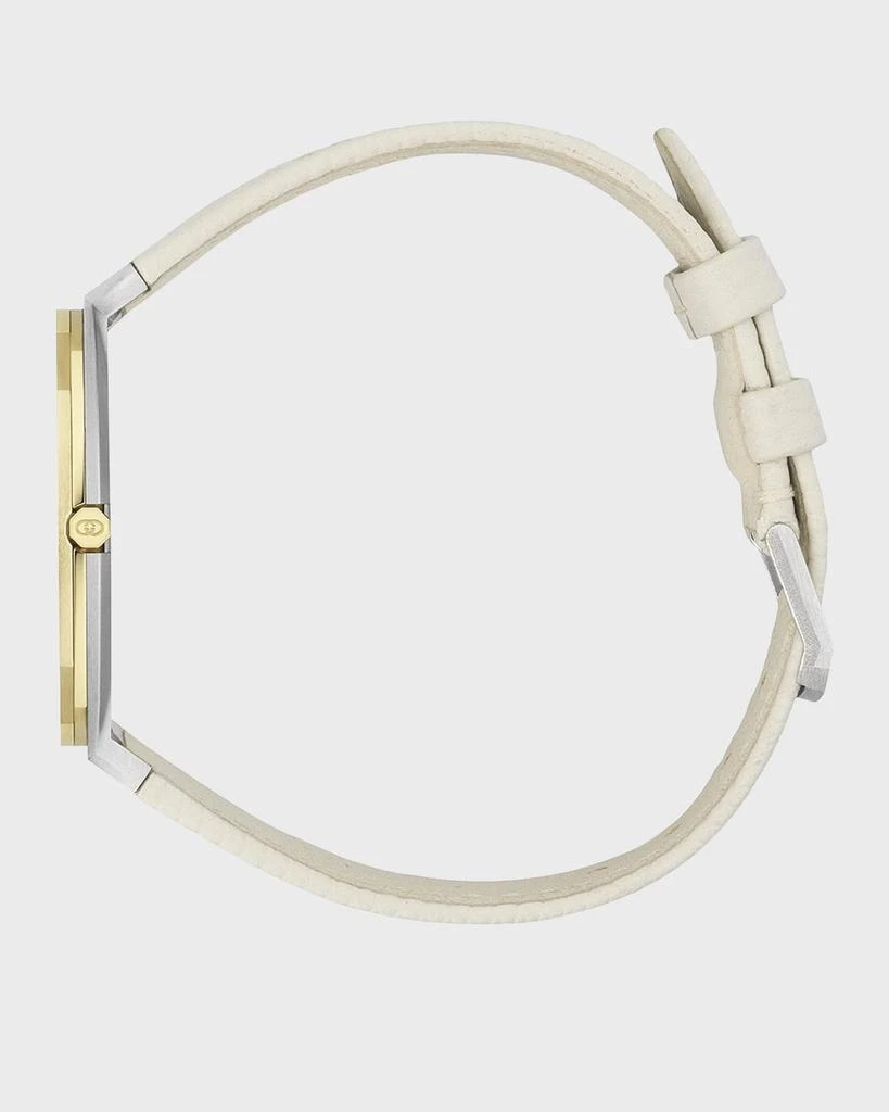 Gucci 34mm 25H Quartz Watch with Leather Strap, White 3