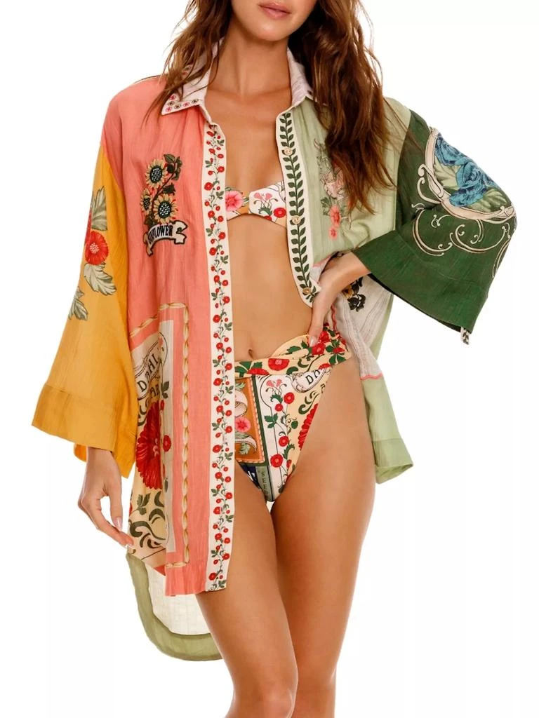 Agua Bendita Riveria Radiance Chrissy Harvest Floral Cotton-Blend Shirt 4
