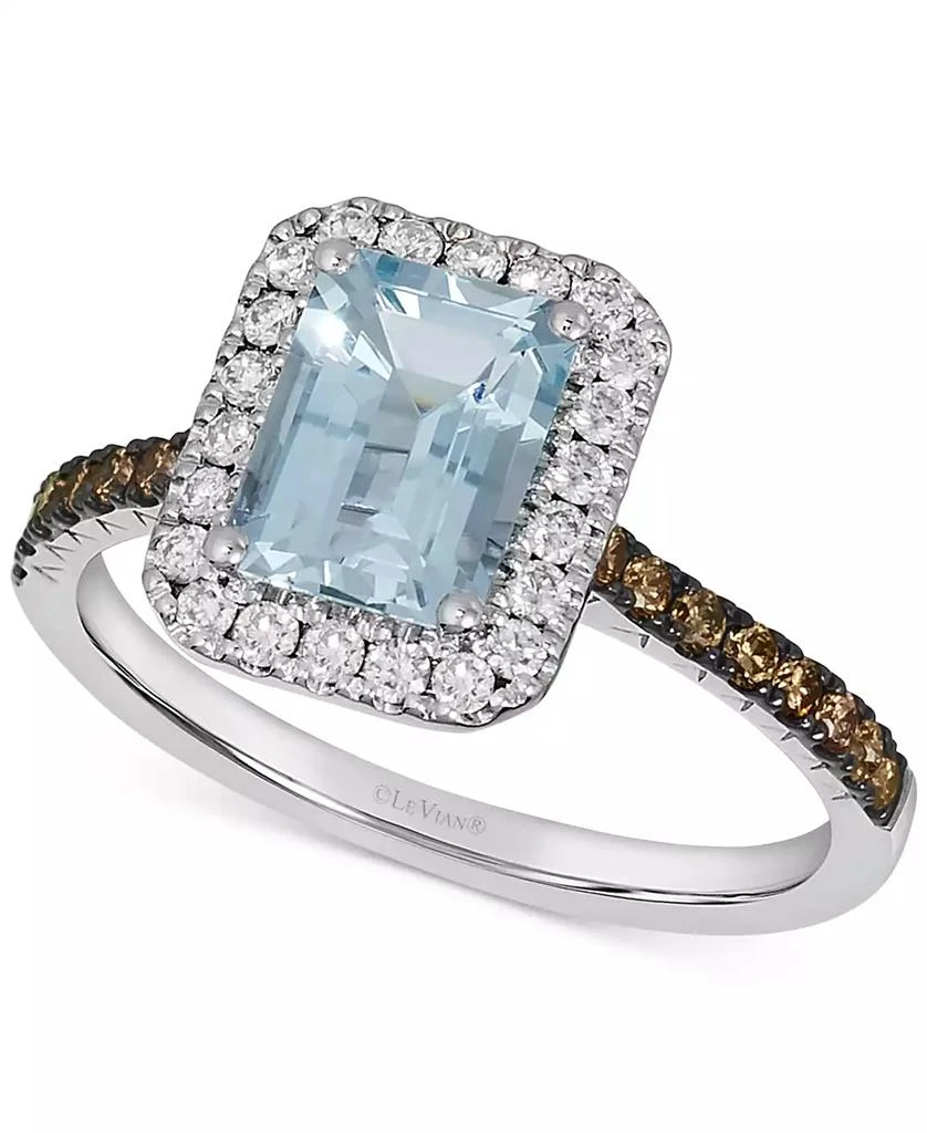 Le Vian Sea Blue Aquamarine (1-1/6 ct. t.w.) 
Diamond (3/8 ct. t.w.) Halo Ring in 14k White Gold