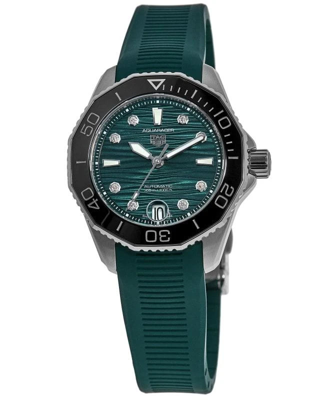 Tag Heuer Tag Heuer Aquaracer Professional 300 Date Green Diamond Dial Rubber Strap Women's Watch WBP231G.FT6226 1