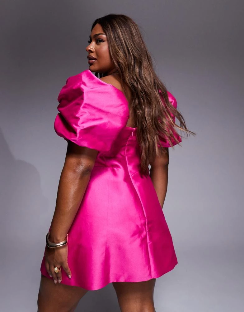 ASOS LUXE Curve structured satin sweetheart mini dress with ruched bodice  in pink  On Sale Now with Up to 65% Off | Discover Exclusive Deals &  Savings at BeyondStyle  Authentic