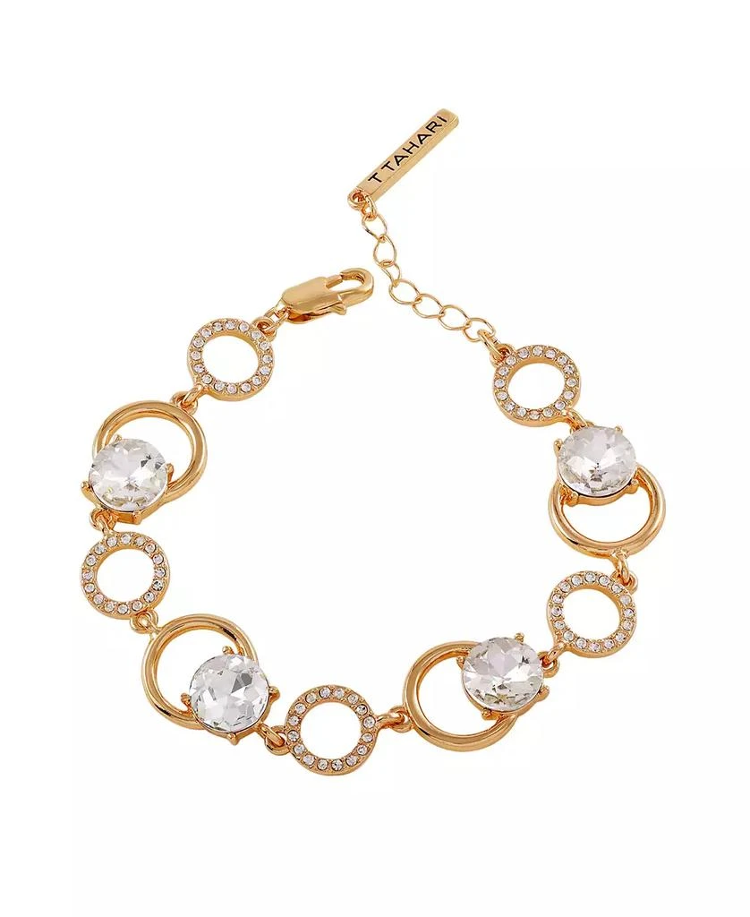 T Tahari Gold-Tone Clear Glass Stone Line Bracelet 1