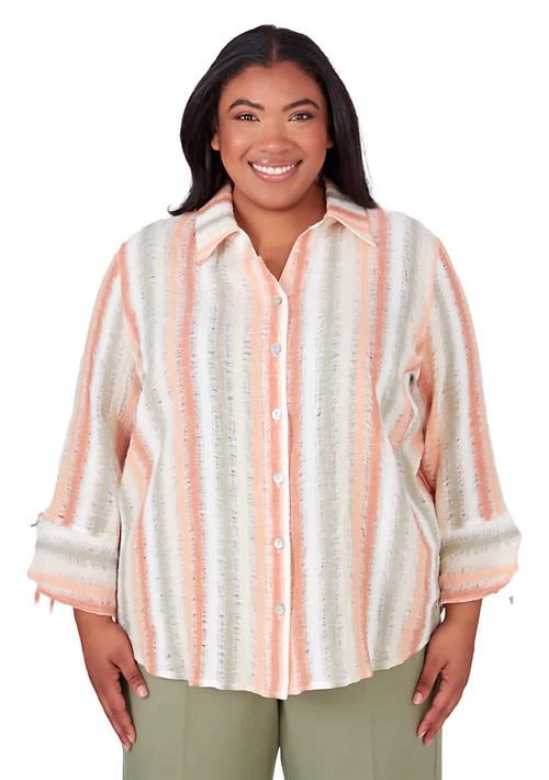Alfred Dunner Dunner Plus Size Tuscan Sunset Stripe Texture Top 1