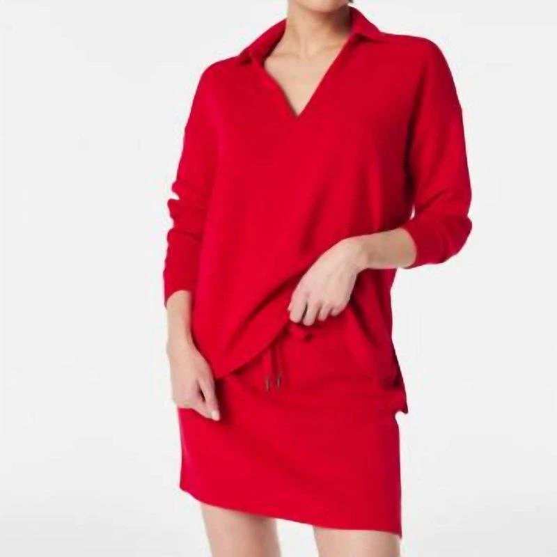 SPANX Airessentials Polo Tunic Sweater In Spanx Red 1