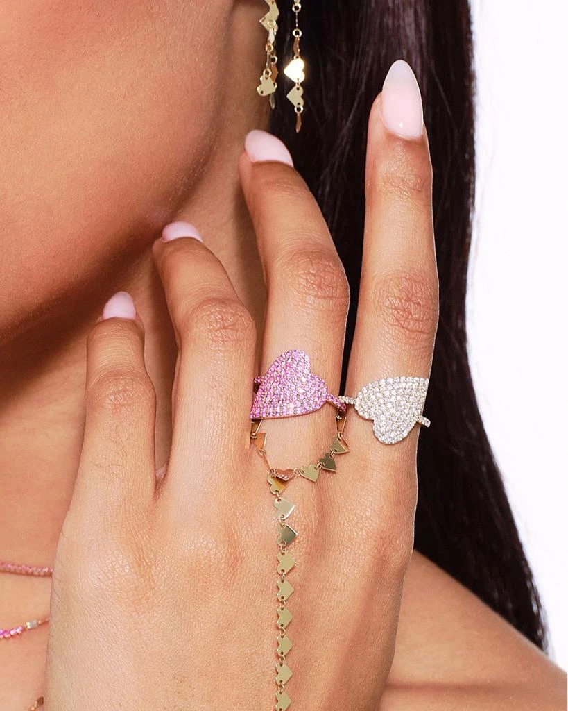 LANA 14K Yellow Gold Pink Sapphire Pavé Heart Statement Ring 2