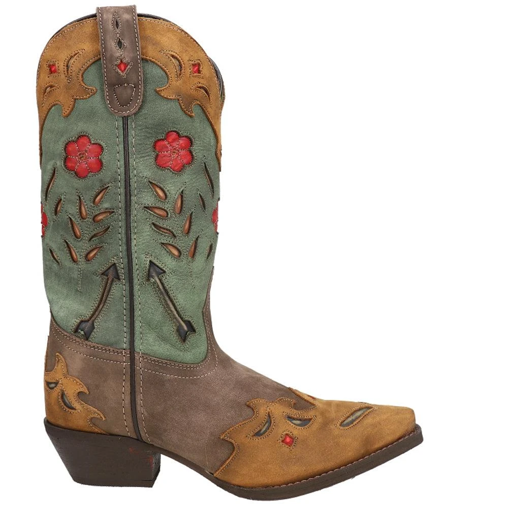 Laredo Miss Kate Floral Tooled Inlay Snip Toe Cowboy Boots 1
