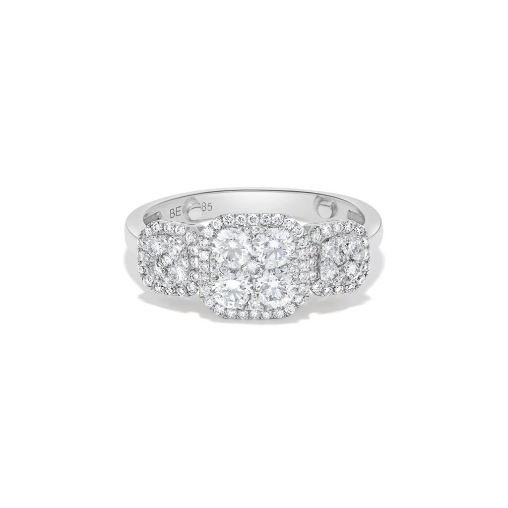 H.J. Namdar 0.8 ct tw Triple Cushion Shape Round Diamond Cluster Ring 14K White Gold Natural Diamonds Size 6 2