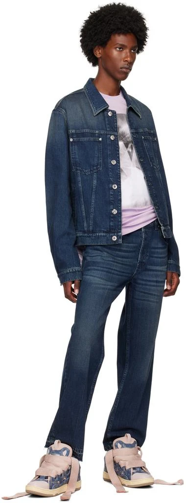 Lanvin SSENSE Exclusive Blue & Pink Curb Denim Sneakers 5