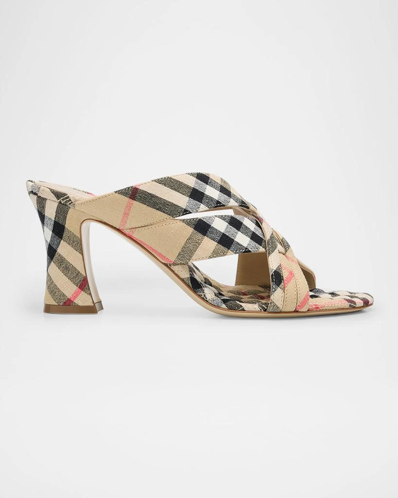 Burberry Sloanne Woven Linen Block-Heel Sandals 1