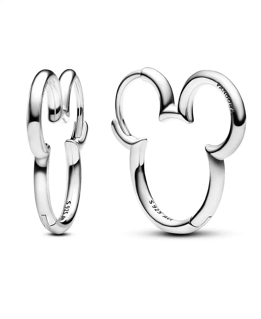 PANDORA Sterling Silver Disney Mickey Mouse Silhouette Hoop Earrings
