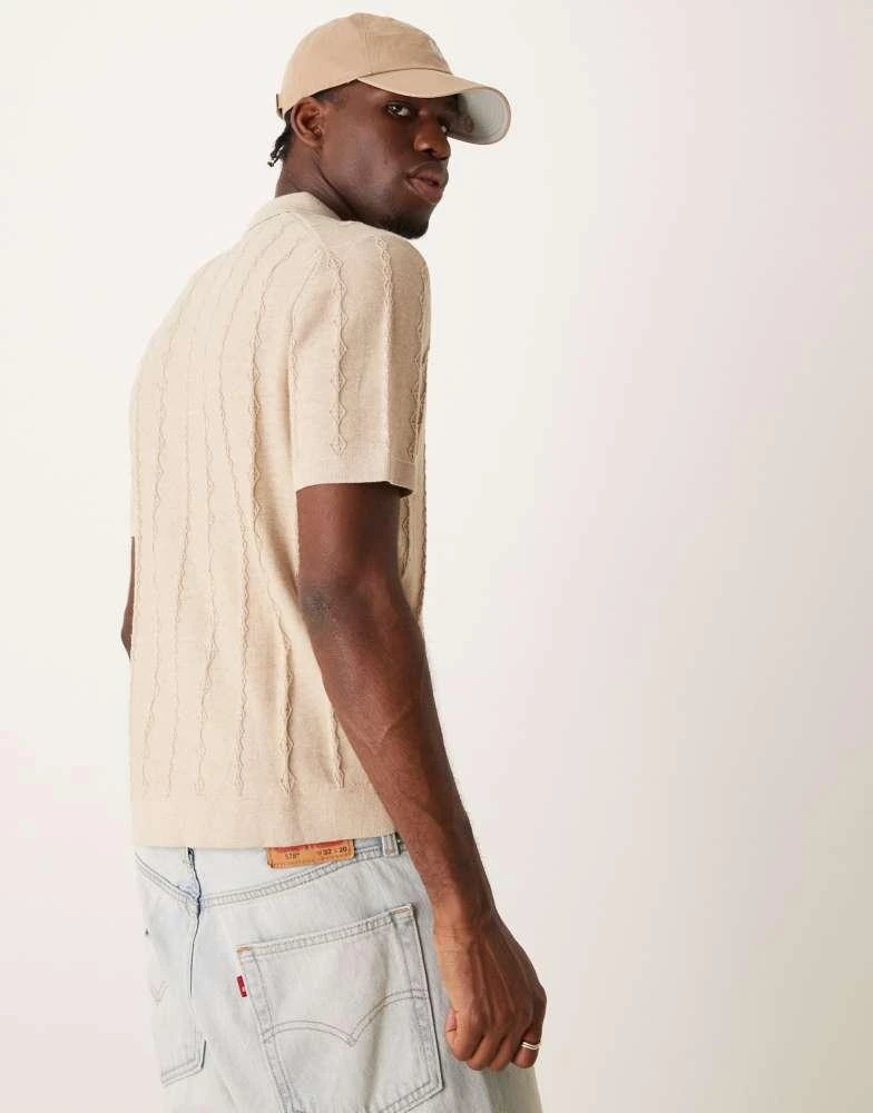Abercrombie & Fitch Abercrombie & Fitch knitted polo in cream tonal stripe 4