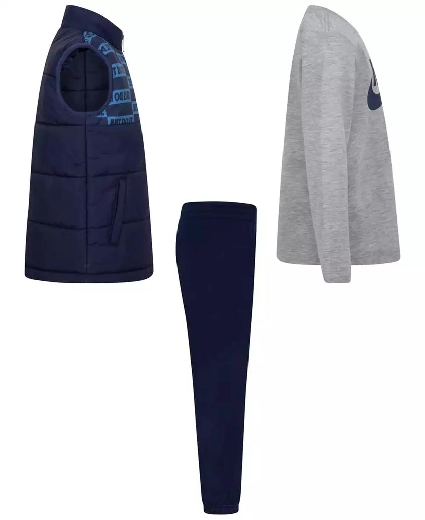 NIKE Little Boys Vest, Logo T-Shirt & Fleece Pants, 3 Piece Set 3