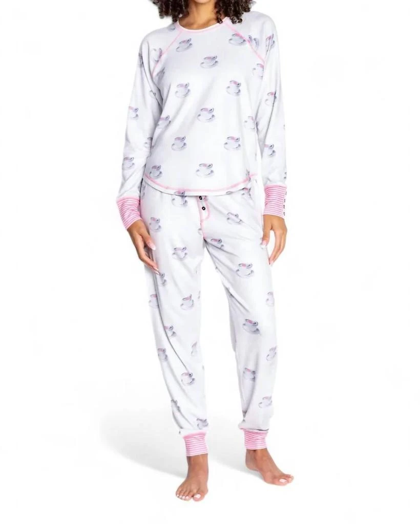 PJ Salvage For The Love Of Coffee Pajama Set In Oatmeal 1