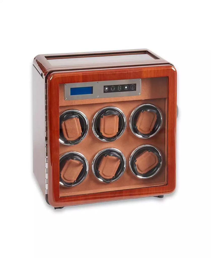 Bey-Berk Six Watch Winder and Four watch Storage Burlwood Finish