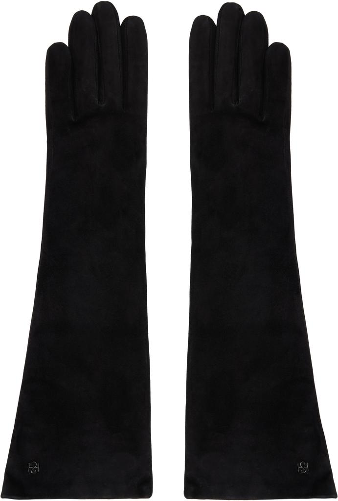 Handsome Stockholm Black Essentials Long Suede Gloves