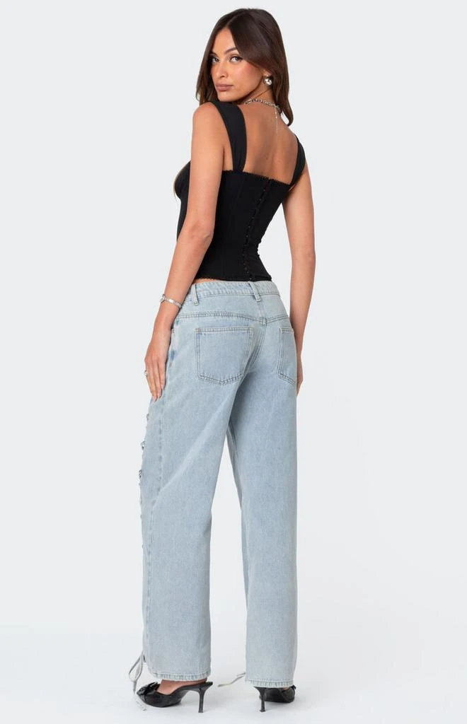Edikted Laced Up Low Rise Jeans 4
