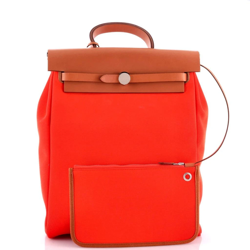 Hermes Herbag A Dos Zip Backpack Toile and Leather 2