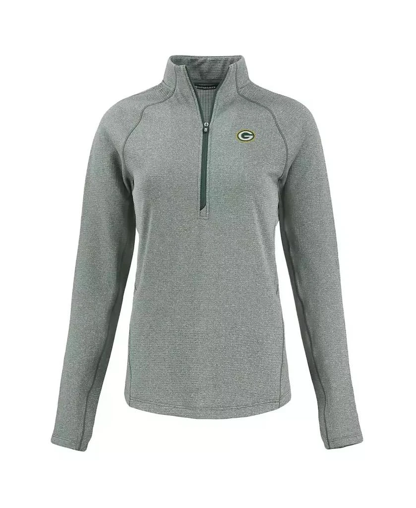 Cutter & Buck Women's Heather Green Green Bay Packers Peshastin Eco Fleece Tri-Blend Raglan Half-Zip Jacket 3