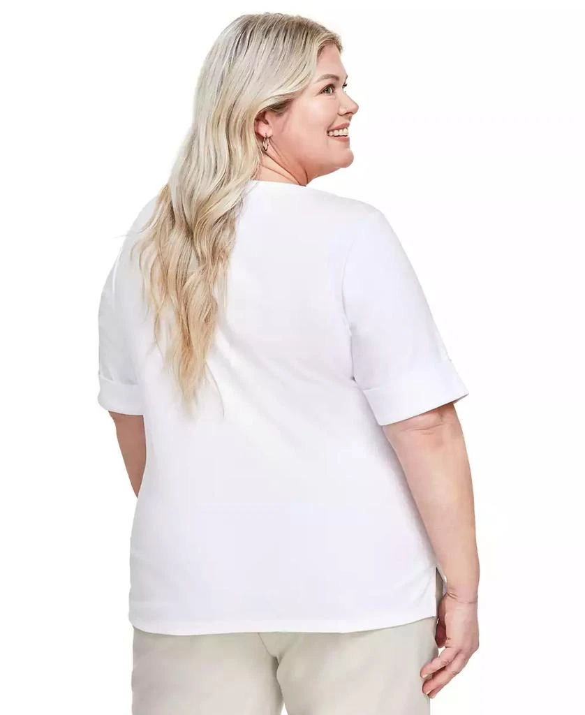 Style & Co Plus Size Boat-Neck Elbow Sleeve Cotton Top, Exclusively at Macy's 3