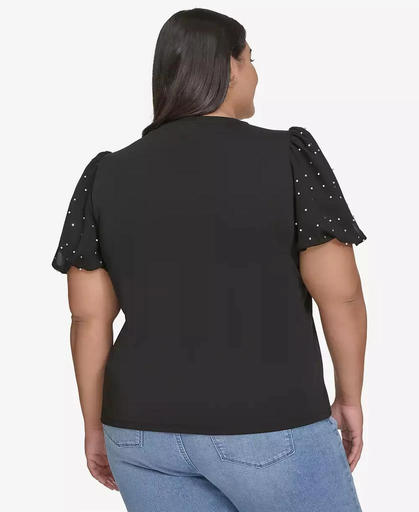 Karl Lagerfeld Paris Plus Size Embellished Puff-Sleeve T-Shirt, Exclusively at Macy's 2