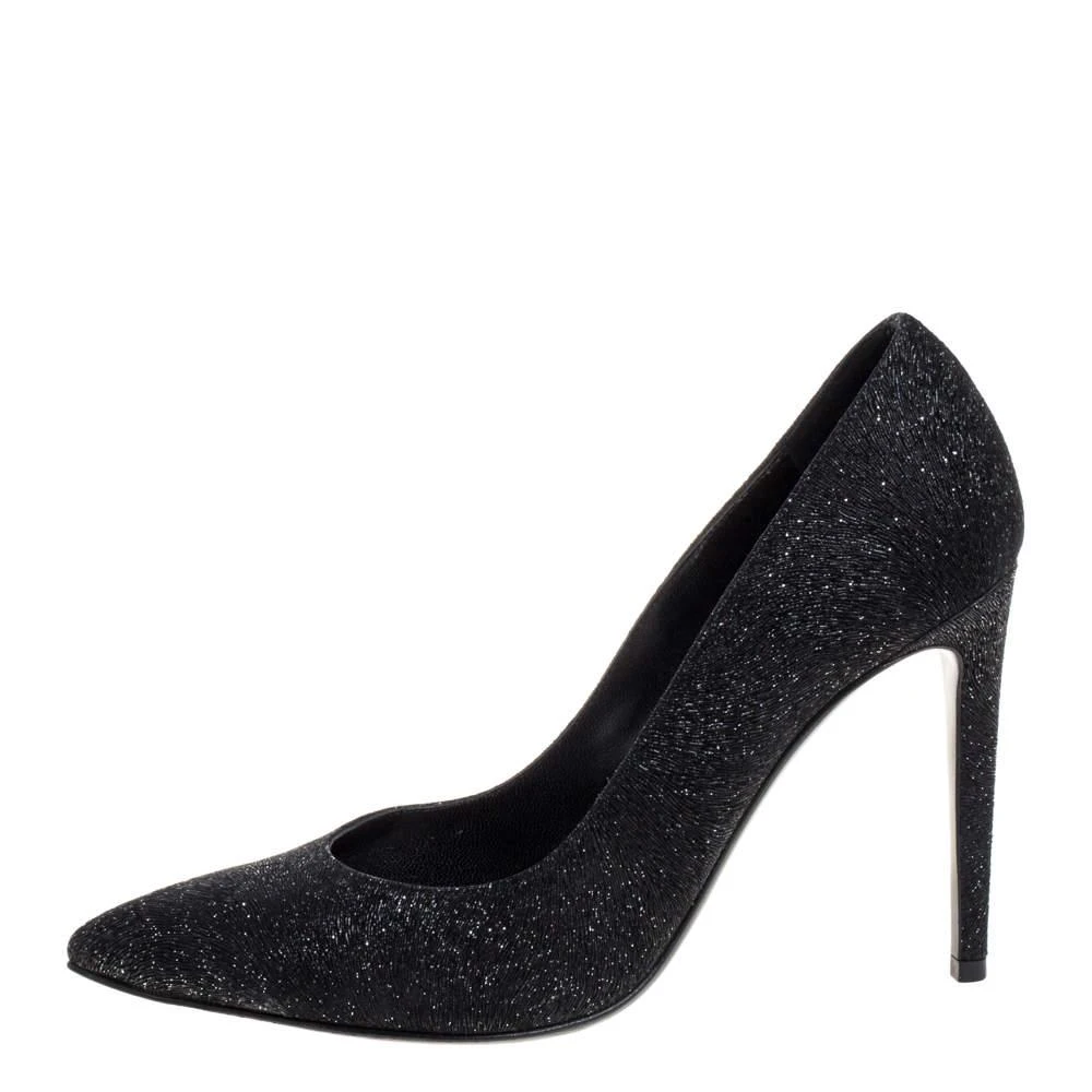 Ralph Lauren Ralph Lauren Black Glitter Pointed Toe Pumps Size 37 2