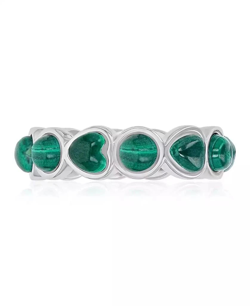 Macy
s Malachite (3 ct. t.w.) Alternate Band Ring in Rhodium Over Sterling Silver