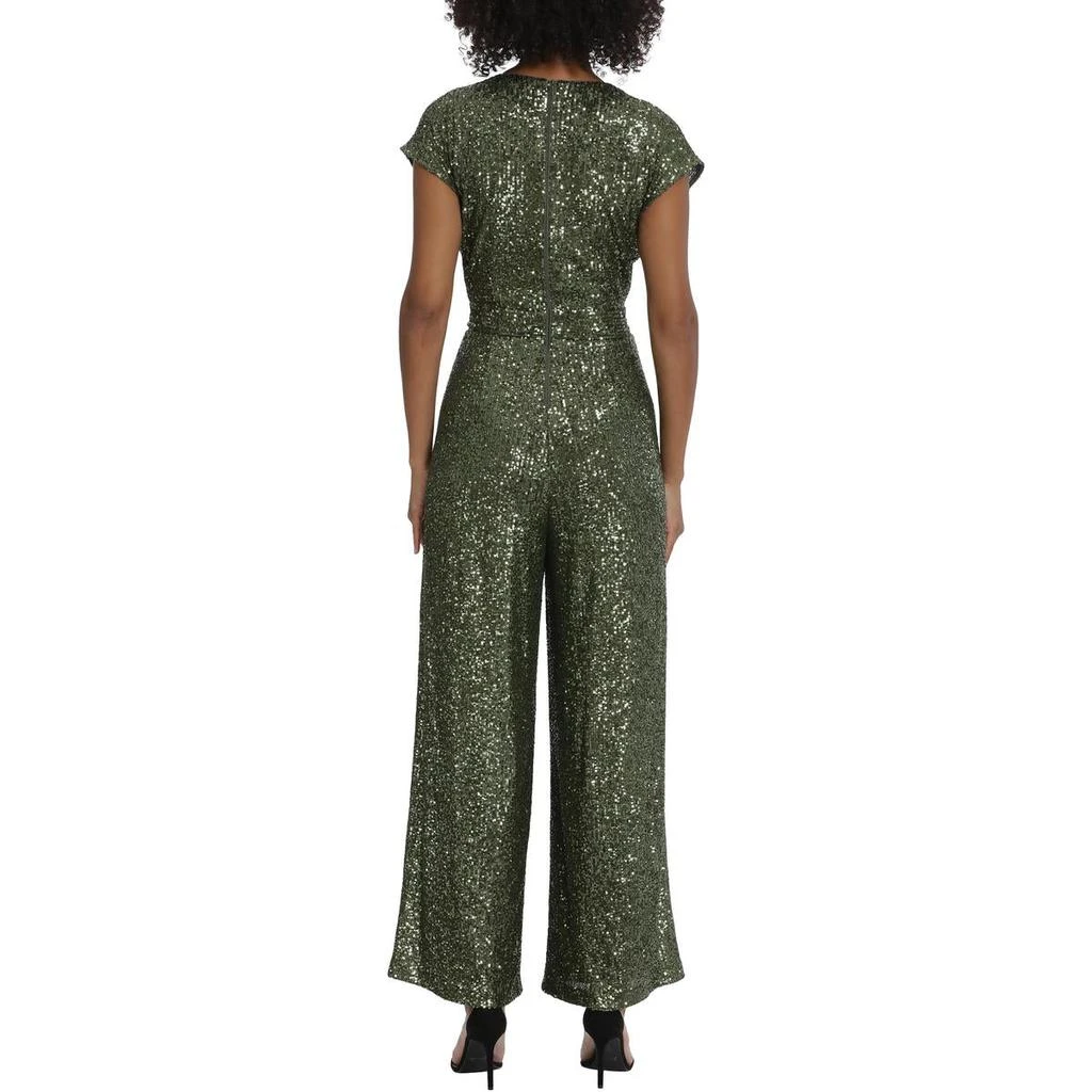 Maggy London Womens Sequined Faux Wrap Jumpsuit 2
