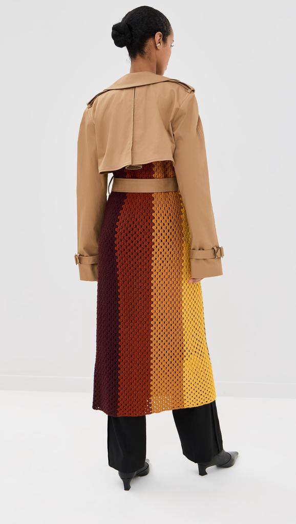 Monse Crochet Combo Trench Coat