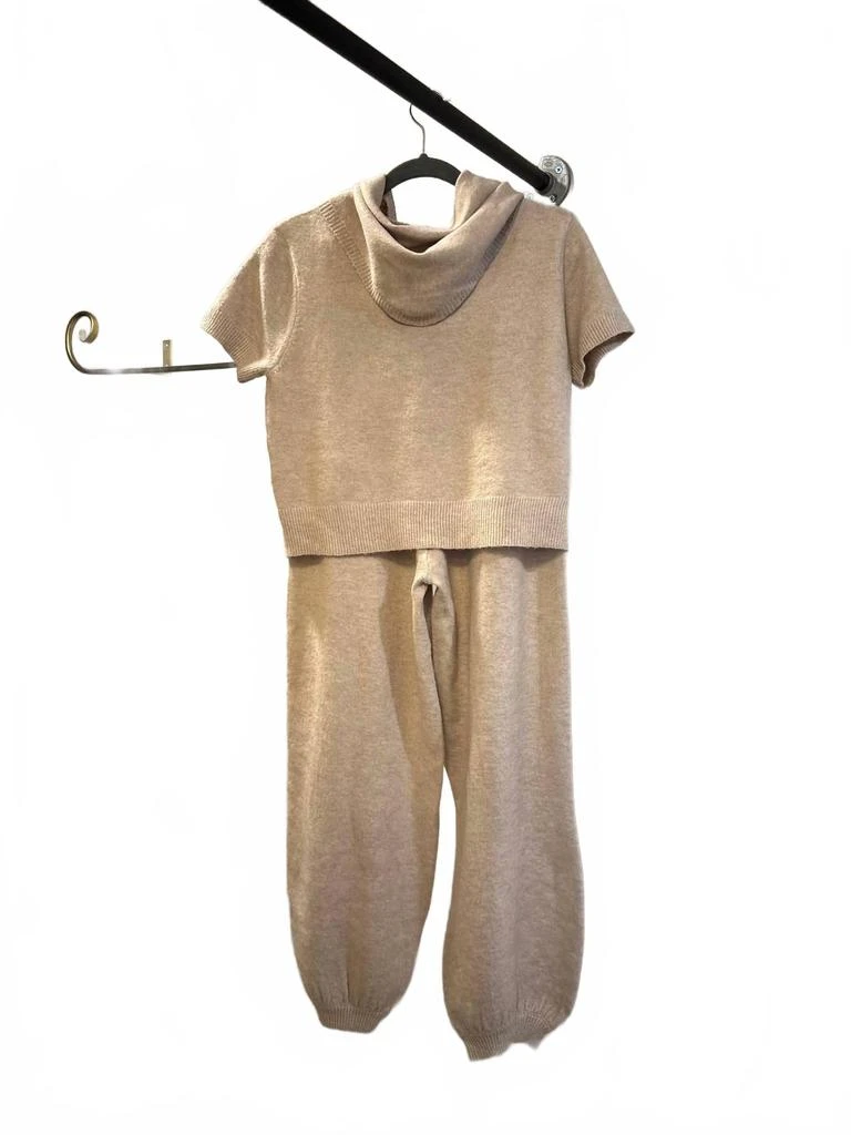 MABLE Women
s Basic Knit Top And Jogger Pants Set With Scarf In Taupe