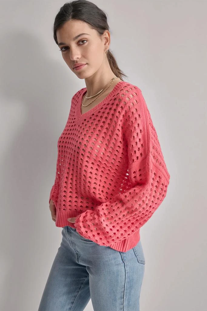 DKNY OPEN STITCH POINTELLE SWEATER 5