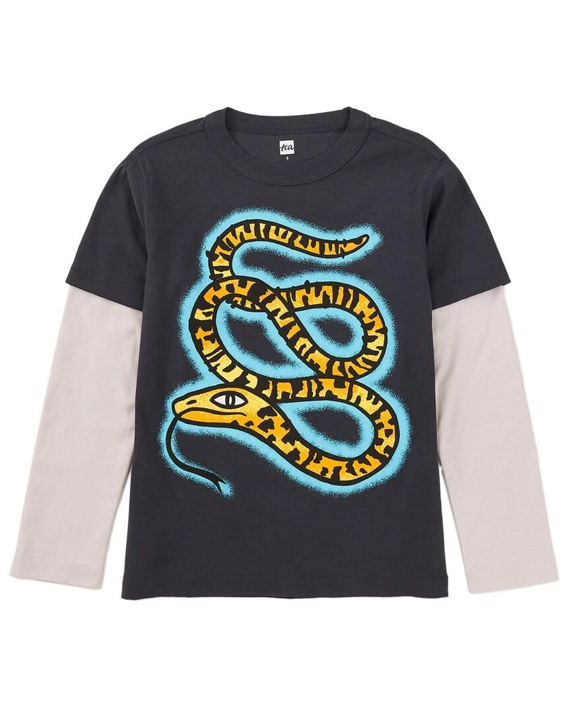 Tea Collection Snake Layer Sleeve Graphic T-Shirt 1