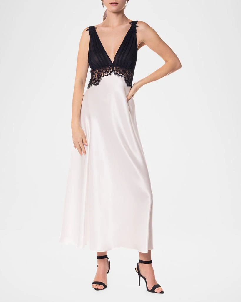 Christine Lingerie Diva Lace-Trim Silk Charmeuse Nightgown 1